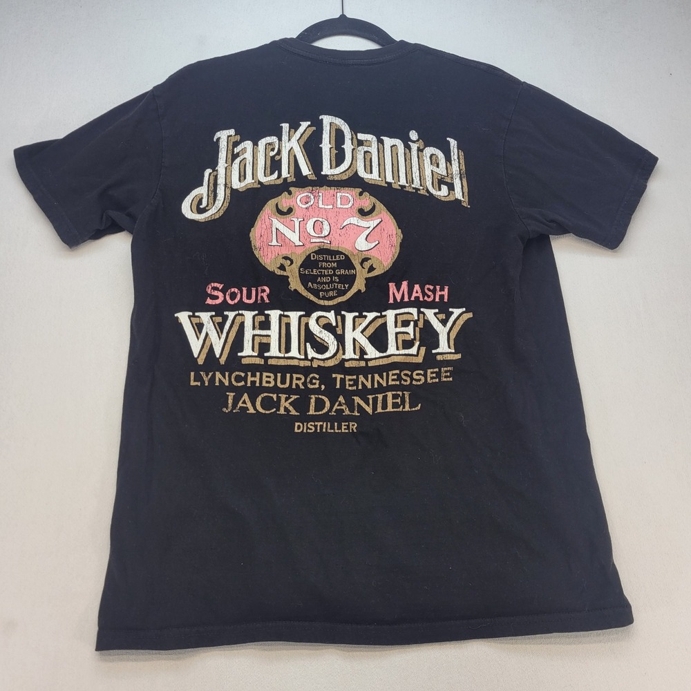 Jack Daniel's T-Shirt Mens Large Black Graphic Old No. 7 Sour Mash Whiskey Tee